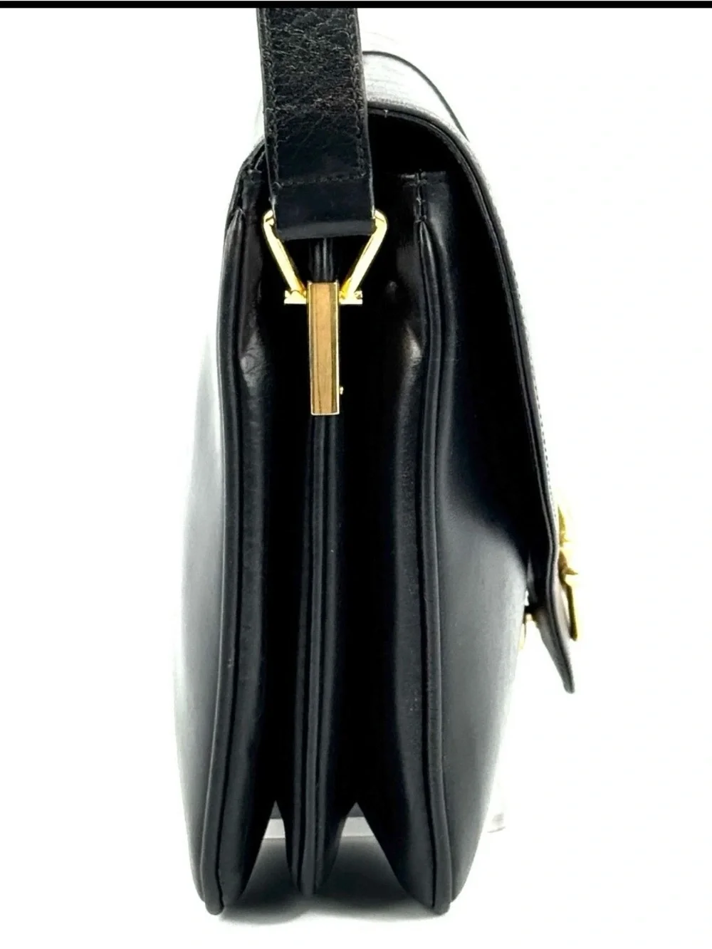 Gucci Black Leather Shoulder Bag with Gold Horsebit - Picture 11 of 16